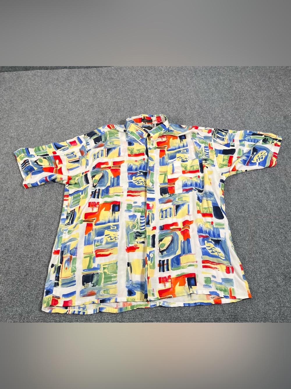 Riscatto Shirt Mens L Multicolor European Short Sleeve Geometric Italy Rayon